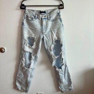 Low-rise Ripped Mom Jeans